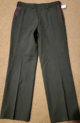 Vintage LL BEAN Green Wool Field Pants USA Leather Pocket 32x28 Bird Hunting  • $41