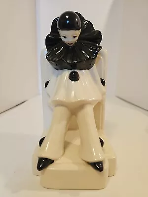 Art Deco Pierrot French Clown Bookend Porcelain/Ceramic Mime White/Black • $29.99