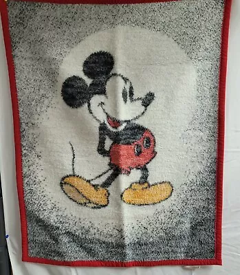 Vintage Biederlack Disney Mickey Mouse Crib Blanket Throw 1984 Wool Cotton Blend • $36.79