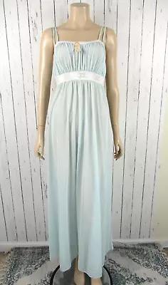 Vintage Olga NWT Nightgown Nylon Sheer Blue Mist White Lace Small Full Length • $65