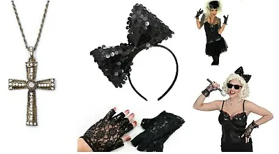 Madonna Costume Womens 80s Wild Child Fancy Dress Ladies Pop Rock Star Accessory • £24.49