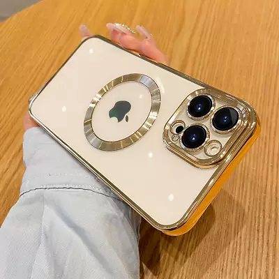 $3.95 • Buy F IPhone 14 13 12 11 Pro Max XS XR 8 7 Clear Plating Magnetic Luxury Case Cover