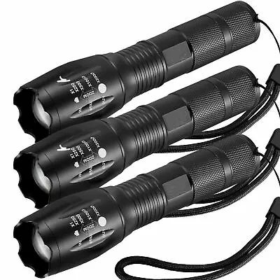 3-Pack Tactical LED Flashlight  High Powered 5-Mode Zoomable Zoom AAA • $10.99