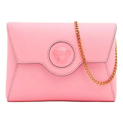 Versace La Medusa Pink Pebbled Calf Leather Mini Envelope Crossbody • $1837.80