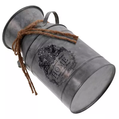 Vintage Galvanized Milk Can Vase With Handle And Rope - Rustic Farmhouse- • £12.68