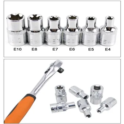 6pcs 1/4  Torx Star Female Bit E-Socket Set  E4 E5 E6 E7 E8 E10 Hand Tool • $10.44