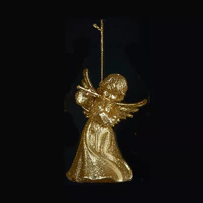 Kurt S. Adler Gold Glittered Angel Playing Flute Christmas Ornament • $8.88