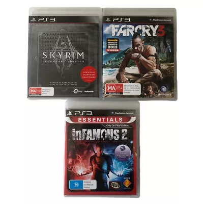 Skyrim - Farcry 3 - InFamous 2 - PS3 Playstation 3 - Tested And Working • $23.99