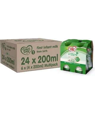 24 X Cow And Gate First Infant Milk Starter Formula 200ml Bulk Ready Feed Liquid • £19.99