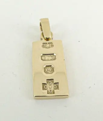 9ct Gold Ingot Pendant Plain Vintage Millennium 7.8grams 34mm With Gift Box • £348