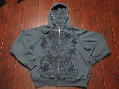 Marc Ecko Cut & Sew Embroidered Hoodie Full Zip Pre Owned Rare Large Men • $99.99