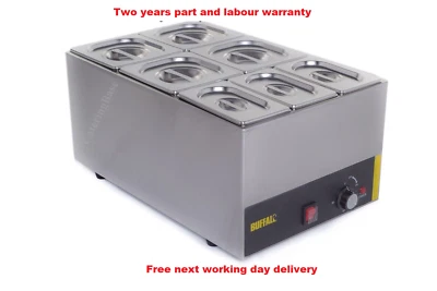 £179.99 • Buy 7 Pan Wet Heat Bain Marie Food Warmer Holder 4x 1/6+ 3x 1/9 Pans & Lids