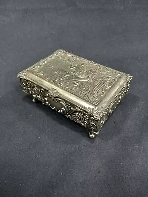 Vintage Silver Tone Ornate Japanese Jewelry Box • $9.99