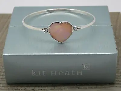 Stunning Sterling Silver Kit Heath Pink Mother Of Pearl Heart Bangle Bracelet • £24.99