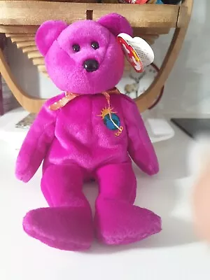 Rare Ty Beanie Baby Millennium/Millenium Purple Bear Retired 1999 Plush W/ Tag • £4