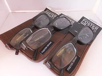 3 Pair Foster Grant Derick Mens Readers - 1.25 Strength Includes Case • $8.95