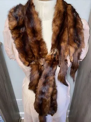 Vintage 6 Pelt Mink Stole Collar Boa Wrap Shawl Fashion Full Body GoRGEouS • $44.95