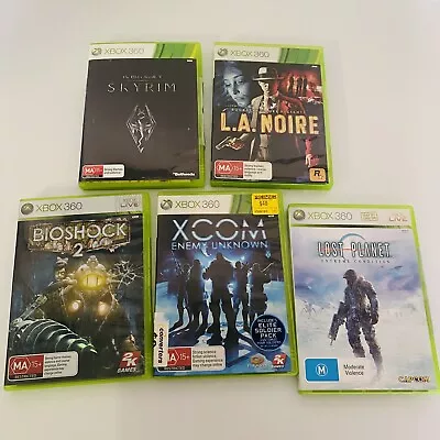 Xbox 360 Games Bundle Lot X5 - Skyrim L.A Noire Lost Planet XCOM Bioshock 2 • $26