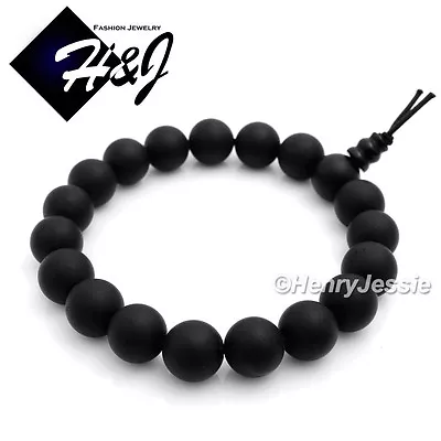 MEN WOMEN 10mm Brush Black Onyx Beads Hip Hop Stretchy Bracelet*SB1 • $13.99