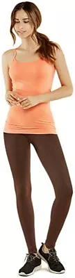 MOPAS Leggings - Women's Ribbed Waistband Full Length Plain Leggings - Brown • $12.96