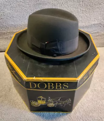 Borsalino Fedora Hat  Rex  Black Fitted Dapper Classic Size 7 W/Dobbs Hat Box • $194.99