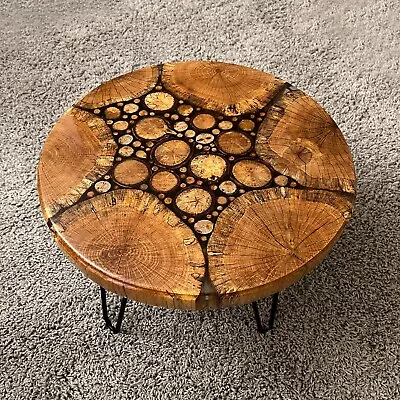 Live End Table / Side Table / Slice Wood Unique Mosaic / Natural Edge Side Table • $620