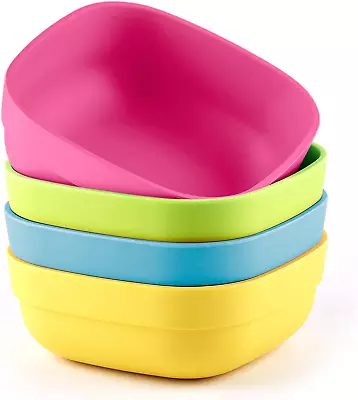 GET FRESH PLA Kids Bowls Set – 4-Pack Melamine-Free Microwave Safe Cereal Bowls  • £24.49