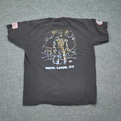 Vintage IBEW T Shirt Mens XL Black Faded Distressed Union Kansas City • $57.77