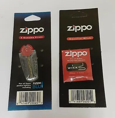 Genuine Zippo Brand Flints (6) And Wick Combo Fast USA Shipping • $8.69