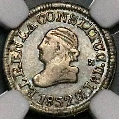 1852 NGC AU Ecuador 1/4 Real Silver Quito Un Quarto Liberty Head Coin (23050501C • $299