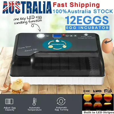 Fully Automatic 12 Egg Incubator Digital LED Turning Chicken Egg Poultry AU Plug • $69.99