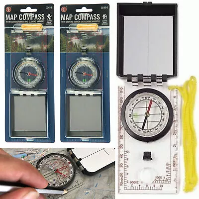 2 Packs Outdoor Map Compass Sighting Mirror Distance Scale Luminous Markers Kit • $15.05