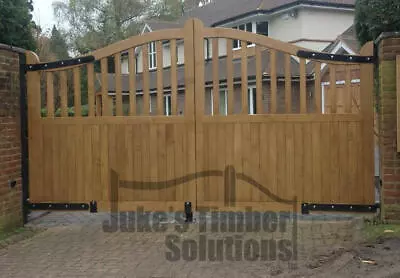 Wooden Oak Swan Neck Palisade Driveway Gates Mortice & Tenoned 6ft 1800mm • £2505.48