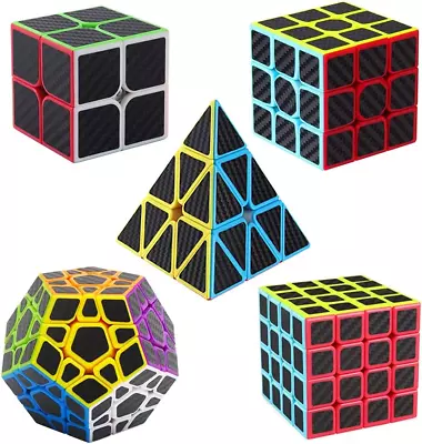 Roxenda Speed Cube Set [5 Pack] Magic Cube Bundle Of 2x2 3x3 4x4 Megaminx Cube • $34.93