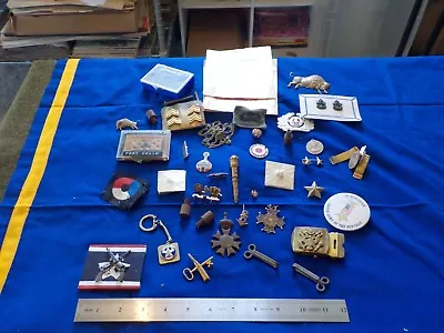 Military Junk Drawer Lot; Civil War WWII Span Am Pins Devices Decals • $9.99