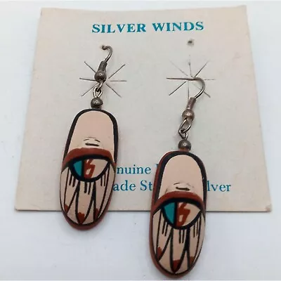 Native American Papoose Baby Earrings Dangle Clay Handmade Jewelry • £19.45