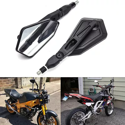 Foldable 10mm Motorcycle Black Rearview Mirrors For Touring Street Bike Cruiser • $29.39