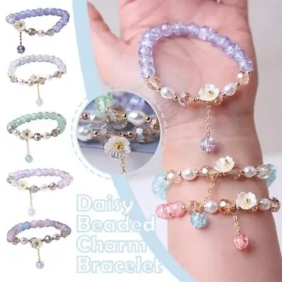 £2.86 • Buy Beautiful Daisy Beaded Charm Bracelet Women Girls Childrens Jewellery Gift ❤