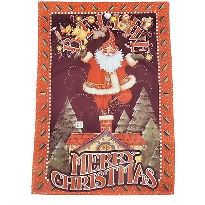 Vintage Mary Engelbreit Christmas Santa Believe Large Outdoor Flag 28 X 40 Faded • $27.99