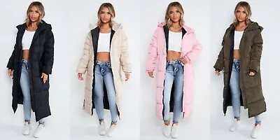 Womens Long Padded Puffer Hooded Parka Ladies Winter Maxi Longline Coat Jacket • £39.99