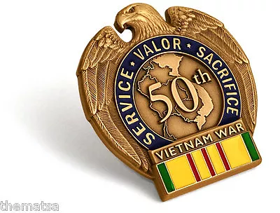  Vietnam War  In Theater Veteran 5oth Anniversary Commemorative Medal Ribbon Pin • $24.99