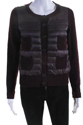 Moncler Women's Puffer Front Knit Cardigan Maroon Size XS LL19LL • $19.99