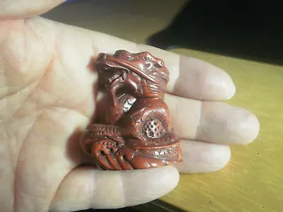 Hand Carved Wood Netsuke Dragon Holding A Ball Collectable Boxwood Figure. • £24.99