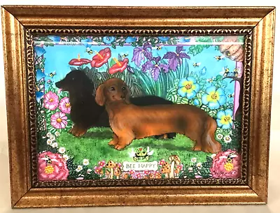 Dachshund Weiner Dog Art Plastic Frame Hang/Free Stand Signed Cheyenne '98 • $9.99