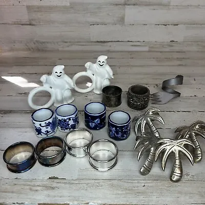 Lot Of Assorted Modern & Vintage Napkin Rings Silver Plated Stainless Steel Etc • $20