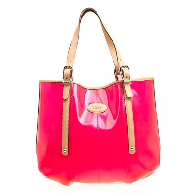 Tod's Red/Beige PVC And Leather Tote • $357