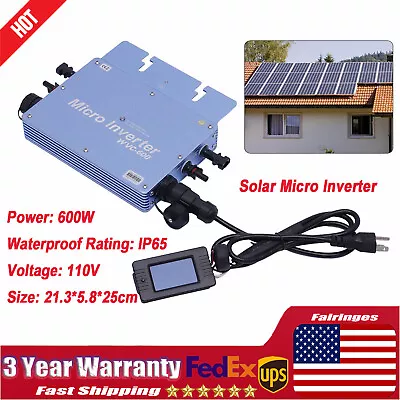600W Solar Micro Inverter Grid Tie MPPT Pure Sine Wave DC To AC 110V Waterproof • $103.55