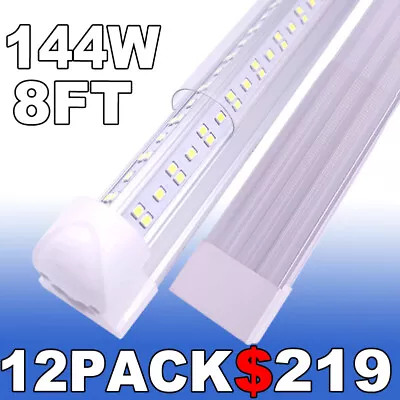 12 Pack 8FT LED Shop Light T8 144W Linkable Ceiling Tube Fixture Daylight 6500K • $219