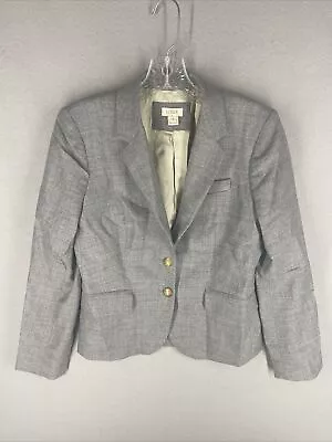 J Crew Blazer Women’s Size 2 Gray Wool Blend Lined Gold Two Button • $29.99