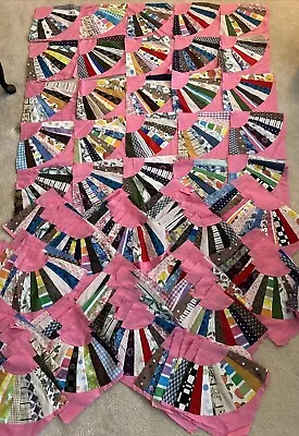 Lot Of 80 Vintage Quilt Squares Pink Fan • $84.99